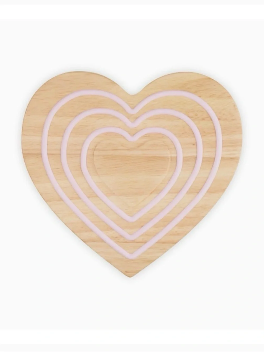 Le Creuset Heart-Shaped Wooden Magnetic Trivet | pink silicon rings | NEW - Picture 3 of 7